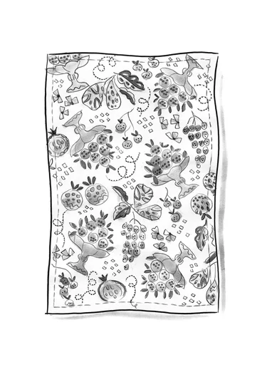 “Fruits” tablecloth in organic cotton - tomato