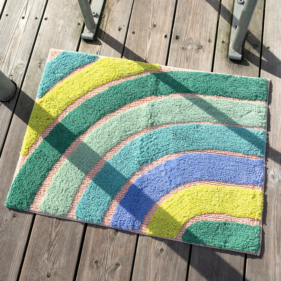 Badmat "After rain" van biologisch katoen - groen zeeglas