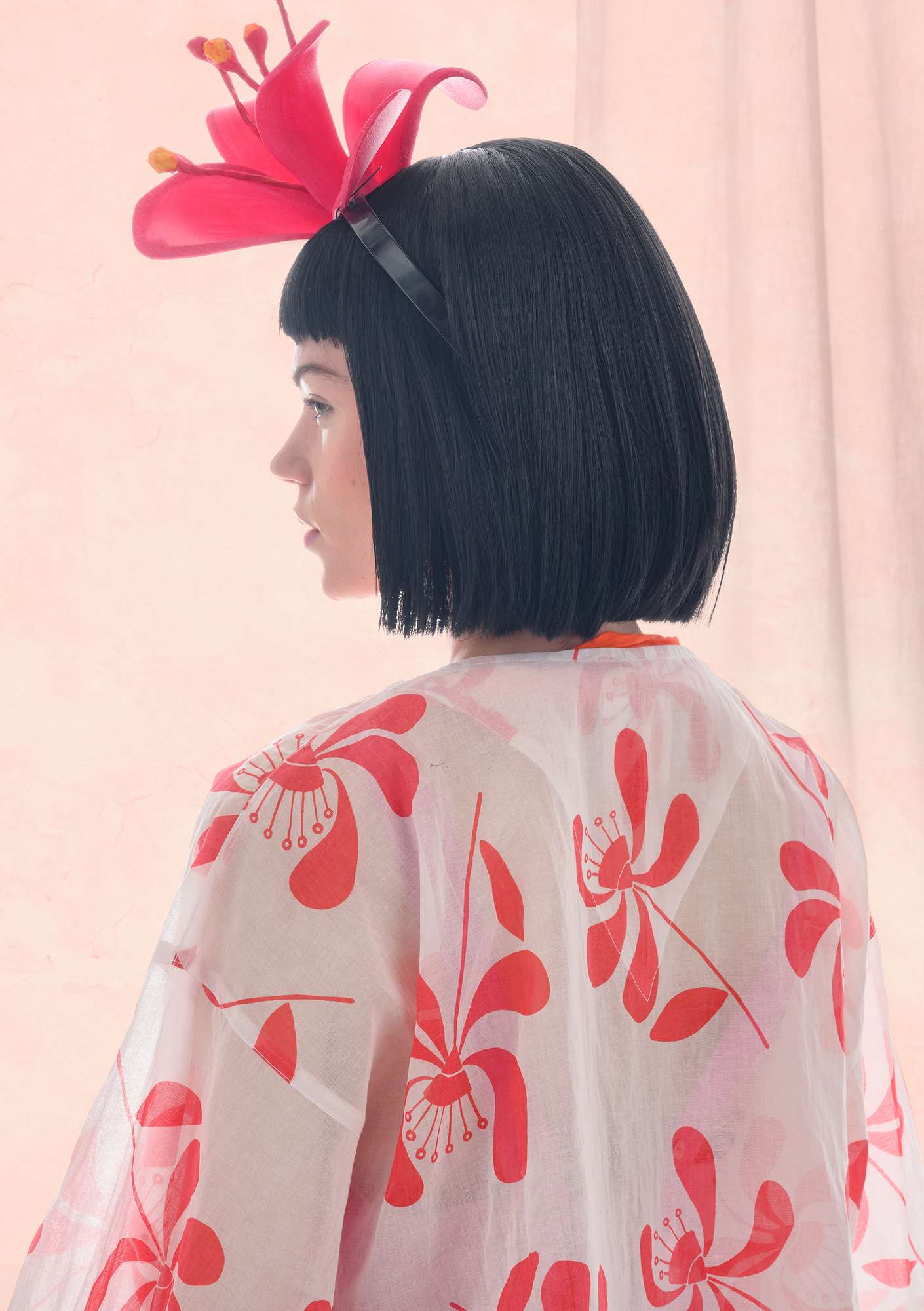 Katoenen kimono  Klematis  framboos thumbnail