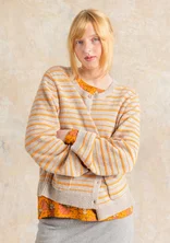 “Wilma” striped, dotted and solid-colour lambswool cardigan - natural melange/striped