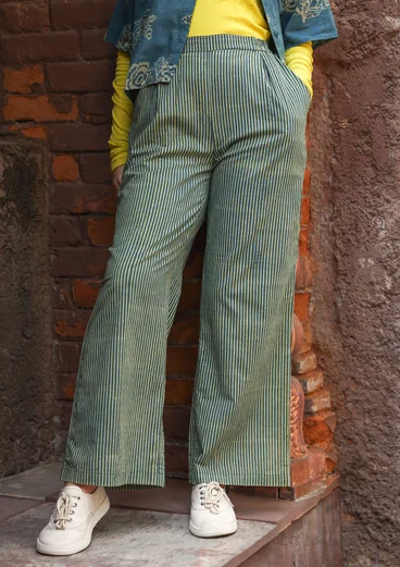 “Willow” woven organic cotton trousers - indigo green