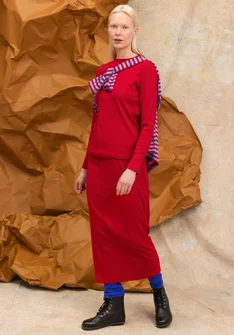 Langarm-Stehkragenshirt aus Bio-Baumwolljersey - amaryllis