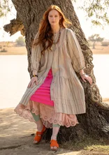 Gewebtes Streifenkleid „Shima“ aus Leinen - dunkelnatur