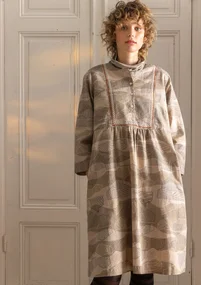 Jurk "Alaska" van geweven biologisch katoen/linnen - taupe