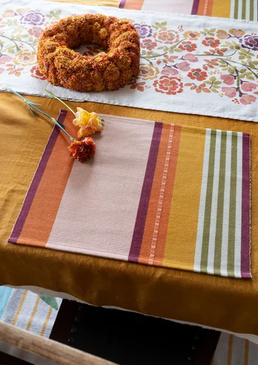 Set de table « Wild rose » en coton biologique - bordeaux