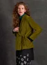 Velourcardigan i økologisk bomuld/genvundet polyester/elastan  (mørk oliven S)