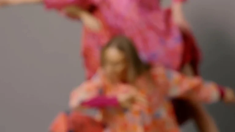 A video of dancing women wearing clothes from Gudrun Sjödén’s Paris collection.