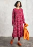 “Mona” cotton/elastane jersey dress (red cabbage/patterned S)