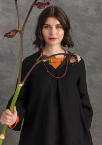 Kleid aus Leinengewebe - schwarz