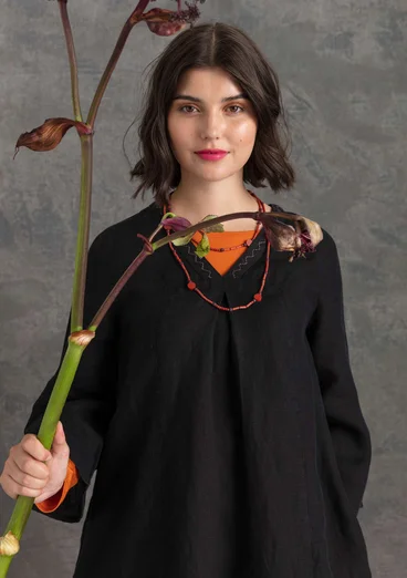Kleid aus Leinengewebe - schwarz