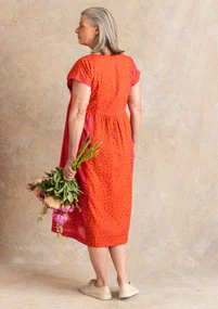 Robe tissée "Sally" en coton biologique - pamplemousse