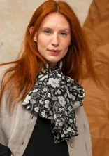 “Leah” cotton/silk scarf with a floral design - black