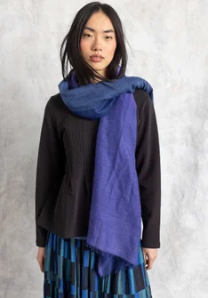 Satin-weave wool scarf - indigo blue
