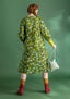 Vævet kjole  Blossom  i økologisk bomuld mørkegrøn/mønstret thumbnail