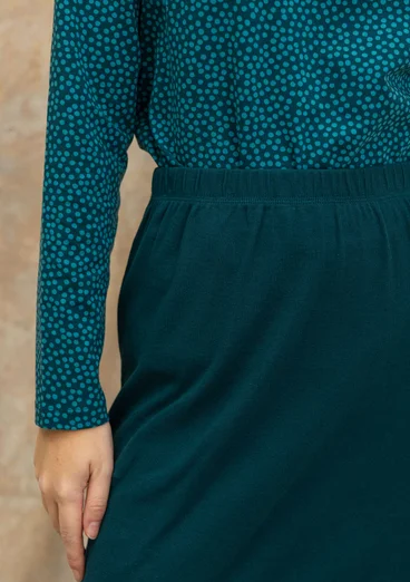 Long jersey skirt in organic cotton rib - dark jade