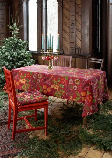 “Fruits” tablecloth in organic cotton - tomato