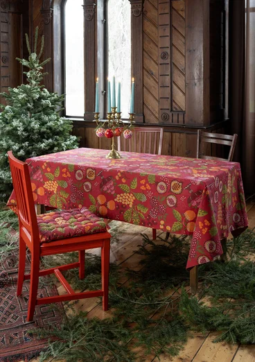 “Fruits” tablecloth in organic cotton - tomato