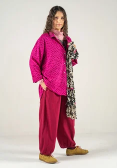 Pluderhose „Olivia“ aus Bio-Baumwollgewebe - rotkohl