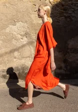 Webkleid „Flora Flow“ aus Viskose - feuerlilie