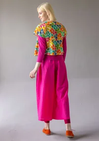 Pantalon tissé "Paris" en coton biologique/soie - pivoine foncé