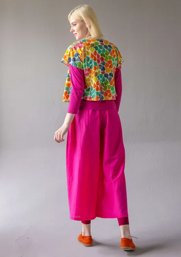 Pantalon tissé "Paris" en coton biologique/soie - pivoine foncé