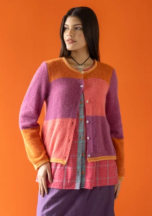 Mehrfarbige Strickjacke „Kajsa“ aus Alpakawollgemisch - erika