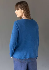 Fine-knit linen/organic cotton sweater - indigo blue