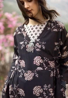 “Rose hip” woven organic cotton dress - black