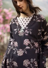 Robe tissée ”Rose hip” en coton biologique - noir