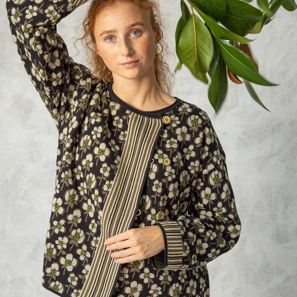 “Andes” cardigan in organic/recycled cotton - black