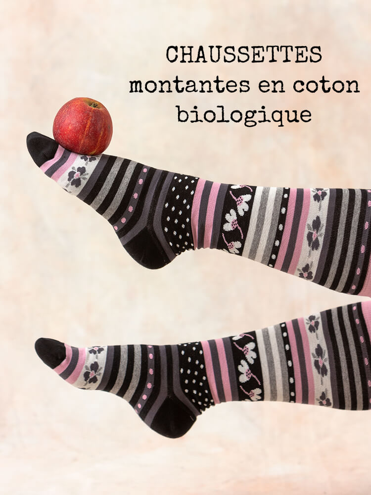 Chaussettes montantes  Violette  en coton biologique