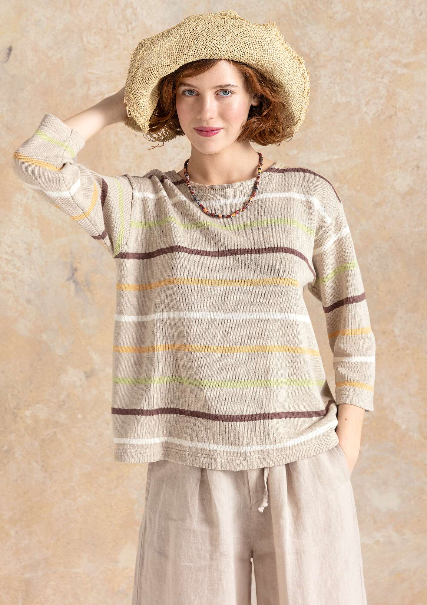“Farmer” linen/organic cotton sweater dark natural melange/undyed thumbnail