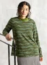 “Mona” organic cotton/elastane jersey top (forest green/patterned XS)