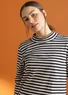 Striped mock turtleneck in organic cotton (black/feather XS)