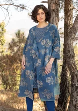 “Rose hip” woven organic cotton dress - indigo