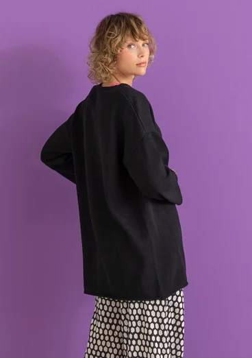 Knitted recycled cotton tunic - black
