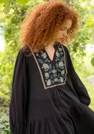 “Hilda” woven organic cotton tunic - black