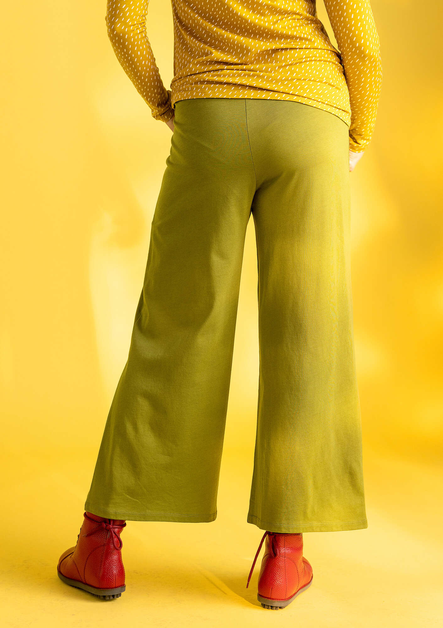 Organic cotton/modal jersey trousers moss green thumbnail