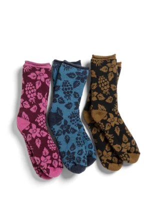 Chaussettes fleuries "Idun" - bleu brume