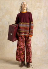 Gemusterter Pullover „Harsprång“ aus Lammwolle/Recycling-Wollgemisch - aubergine