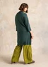 Blomstret/ensfarvet jerseykjole "Hillevi" i lyocell/elastan ( L)