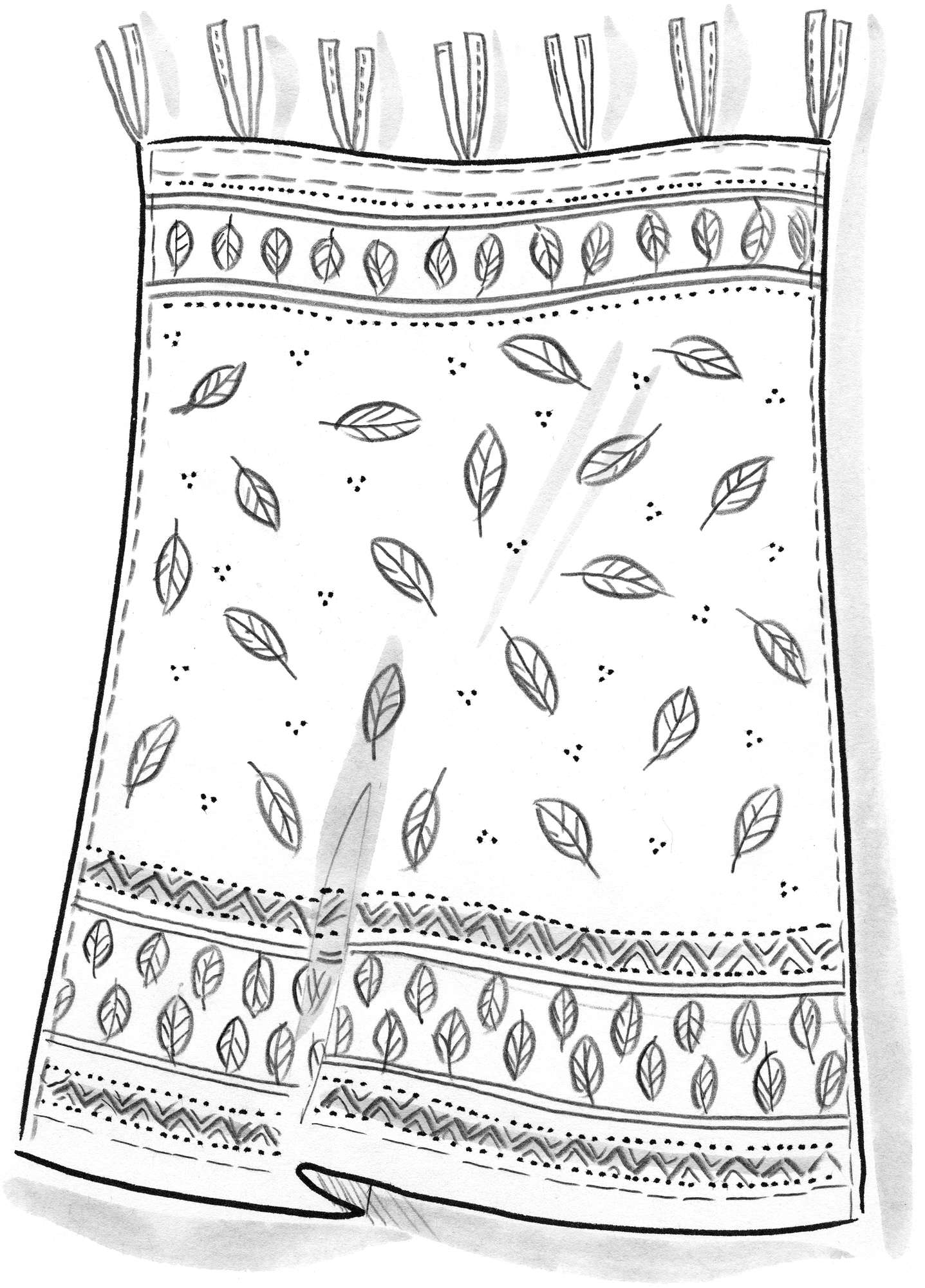 Rideau  Vayu  en organdi de coton imprimé au tampon