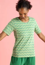 Jerseyshirt „Eleonora“ aus Bio-Baumwolle/Elasthan - erbsengrün-gemustert