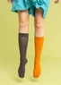 Striped knee-highs in recycled nylon (ash grey One Size)