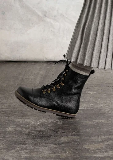 Bottines en cuir nappa - noir