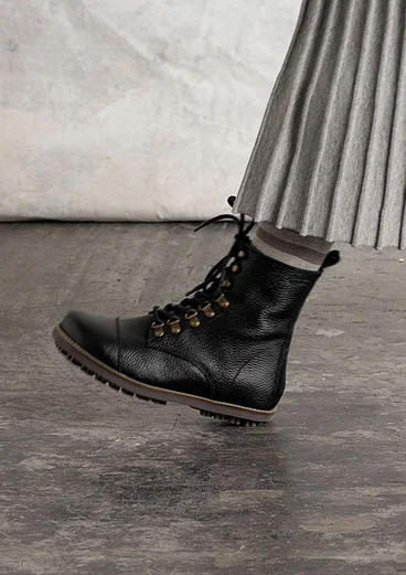 Bottines en cuir nappa - noir