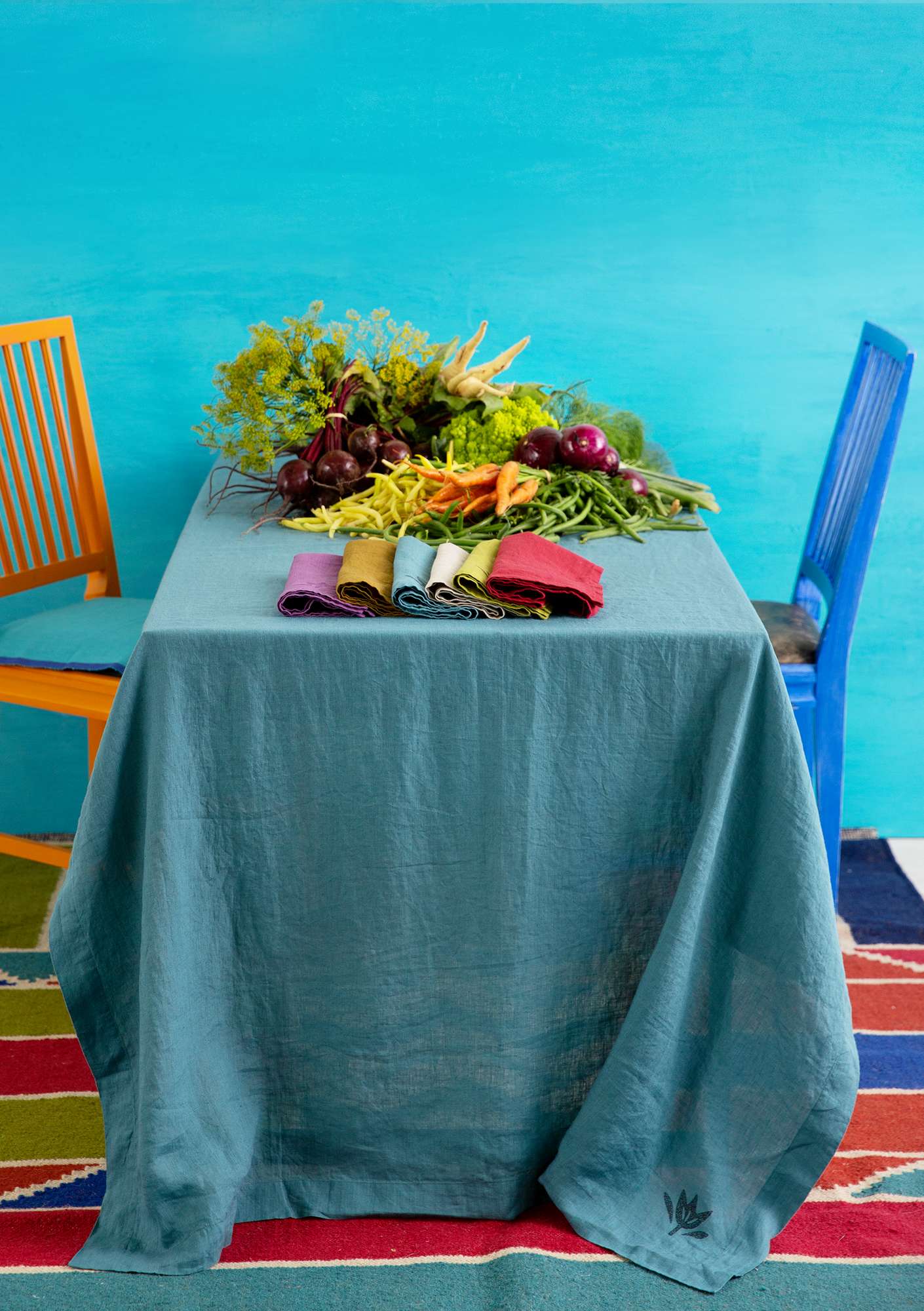 Washed linen tablecloth verona green thumbnail