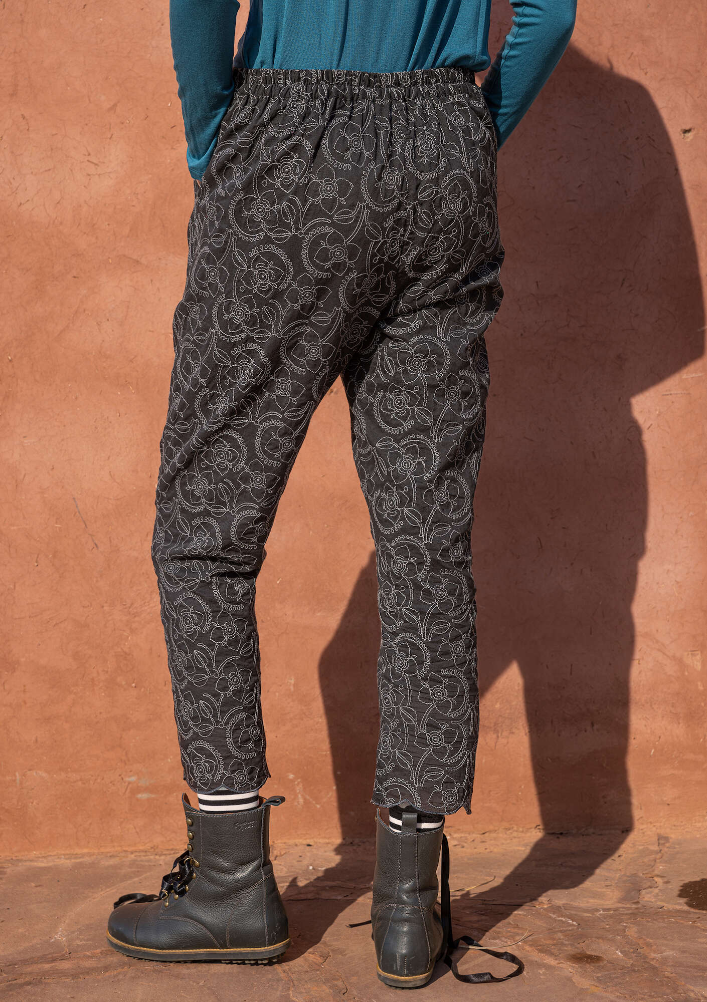 “Kinari” woven organic cotton trousers ash grey thumbnail