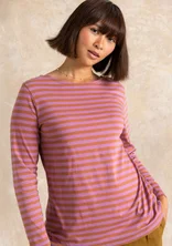 Gestreiftes Langarmshirt aus Bio-Baumwolle - zimt-hortensie