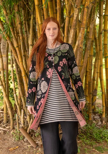 Stribet jerseytunika i økologisk bomuld - sort